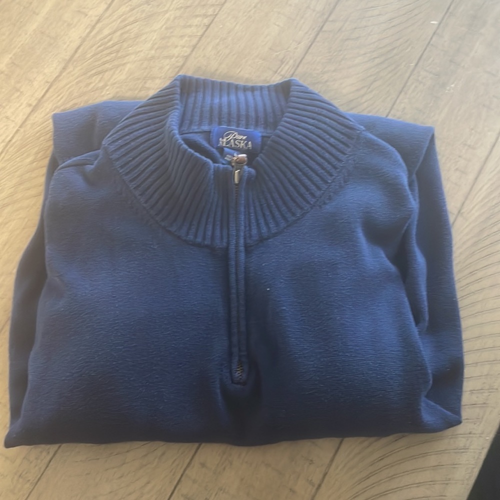 Pure Alaska Men’s L 1/4 Pullover Sweater in Navy